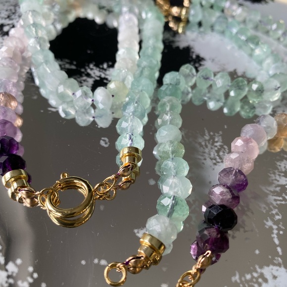 Faceted Rainbow Fluorite Necklace - Picture 4 of 11